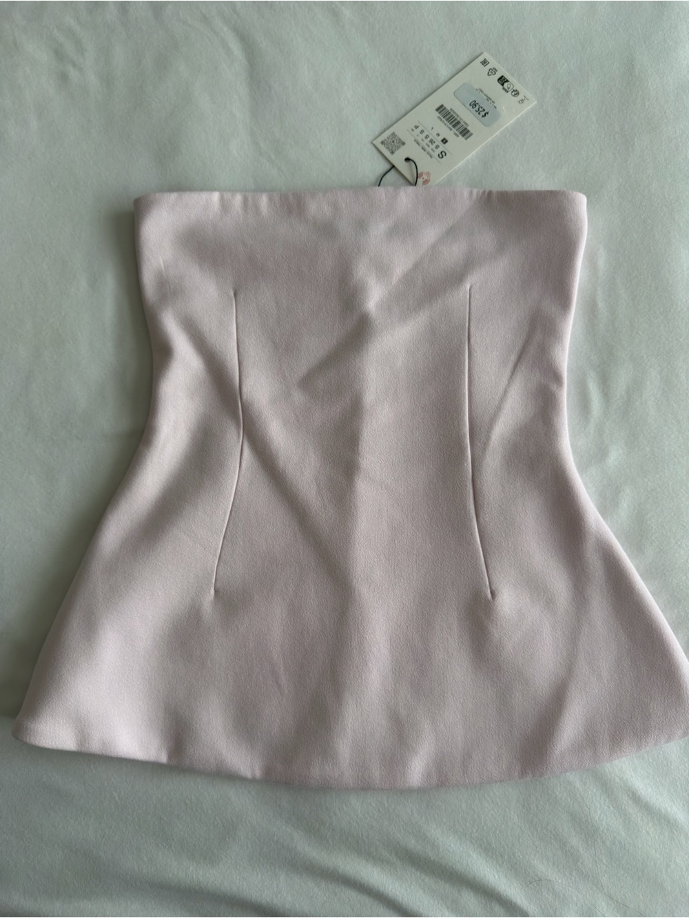 ZARA Strapless Bustier Crop Top in Pink Size Medium NWT